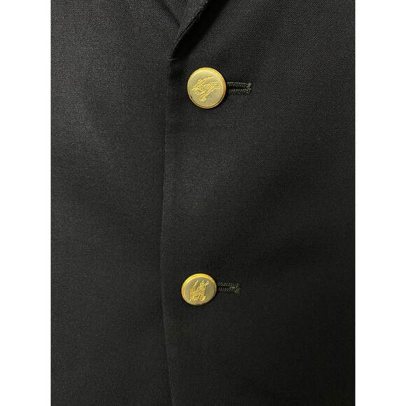 VTG Burberrys USA Union Made gold 2-button logo navy wool blazer, 43S - Picture 3 of 8